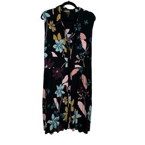Who What Wear Women’s Sleeveless Button Front Black Floral Dress Sz 2X GUC